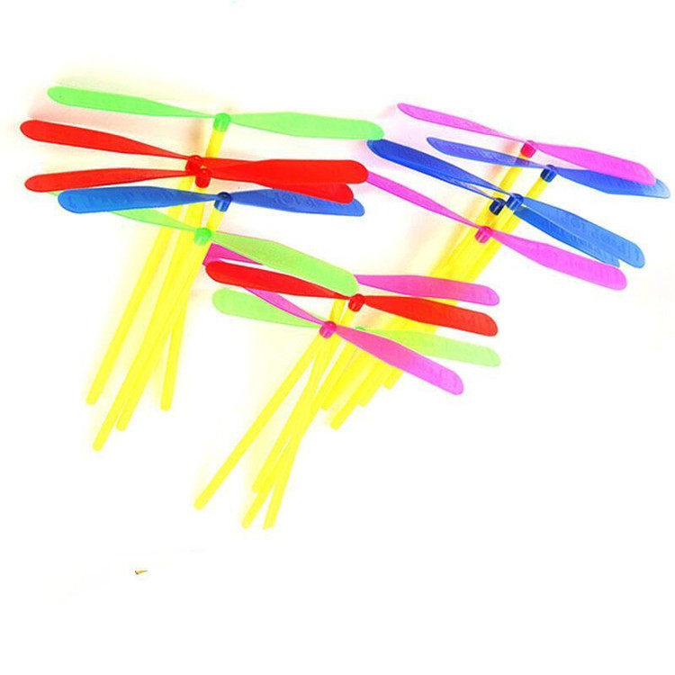 Non-luminous bamboo dragonfly hand rubbing double flying leaves plastic flying celestial fairies Toy Classic Nostalgia Toys