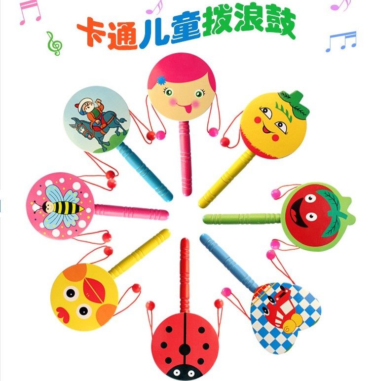 Early education of young children Wooden Dial Waves Drum Colored Dial Surfers Traditional Wooden Toys Wooden Wave Drum Rattle Baby-Taobao
