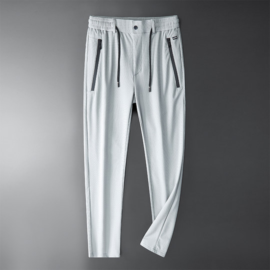 夏季丝滑休闲裤男宽松超薄款速干裤子男士运动裤冰丝男裤直筒长裤