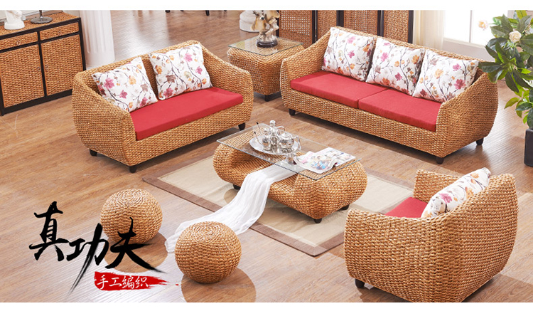 Nội thất mây mây sofa bàn cà phê kết hợp đồ nội thất phòng khách mây bàn ghế sofa Đông Nam Á sofa mây đồ nội thất thông minh