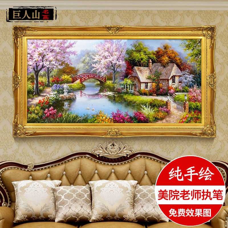 Art Master's Hand Painted American Hung Painting Eurostyle Horizontal Version Landscape Wall Painting Living Room Decoration Painting Soup Maz Scenery Oil Painting