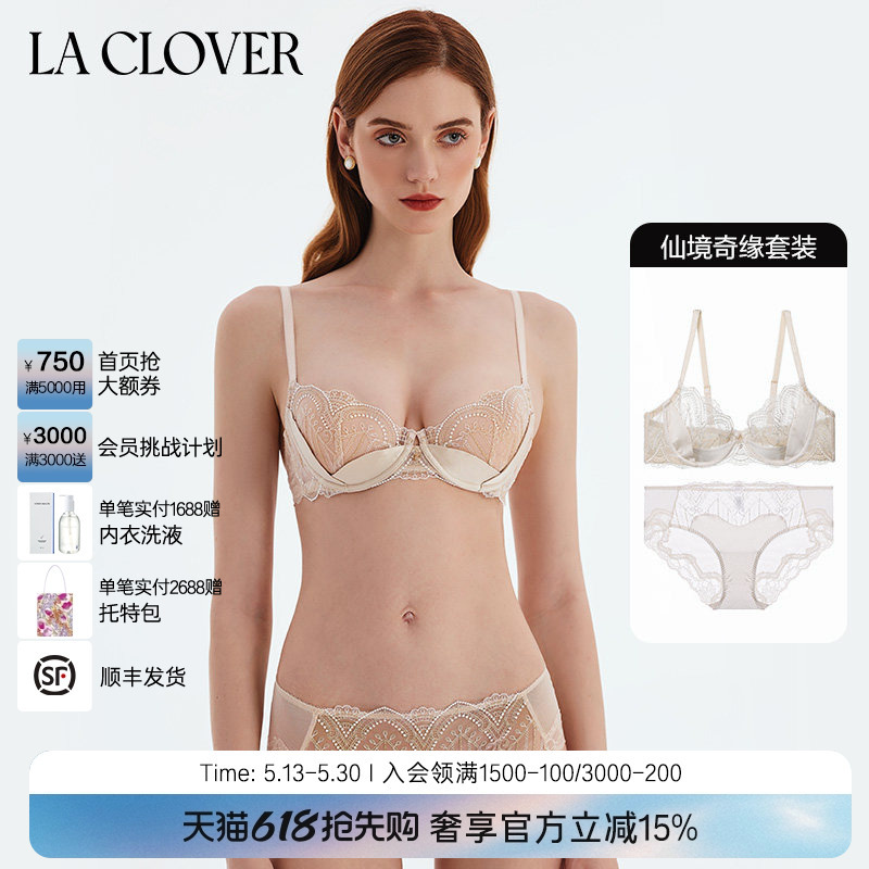 Laclover Lace Sexy High-End Date High-Quality Bra and Panties Two-Piece Set for Women, Fairy Tale Adventure