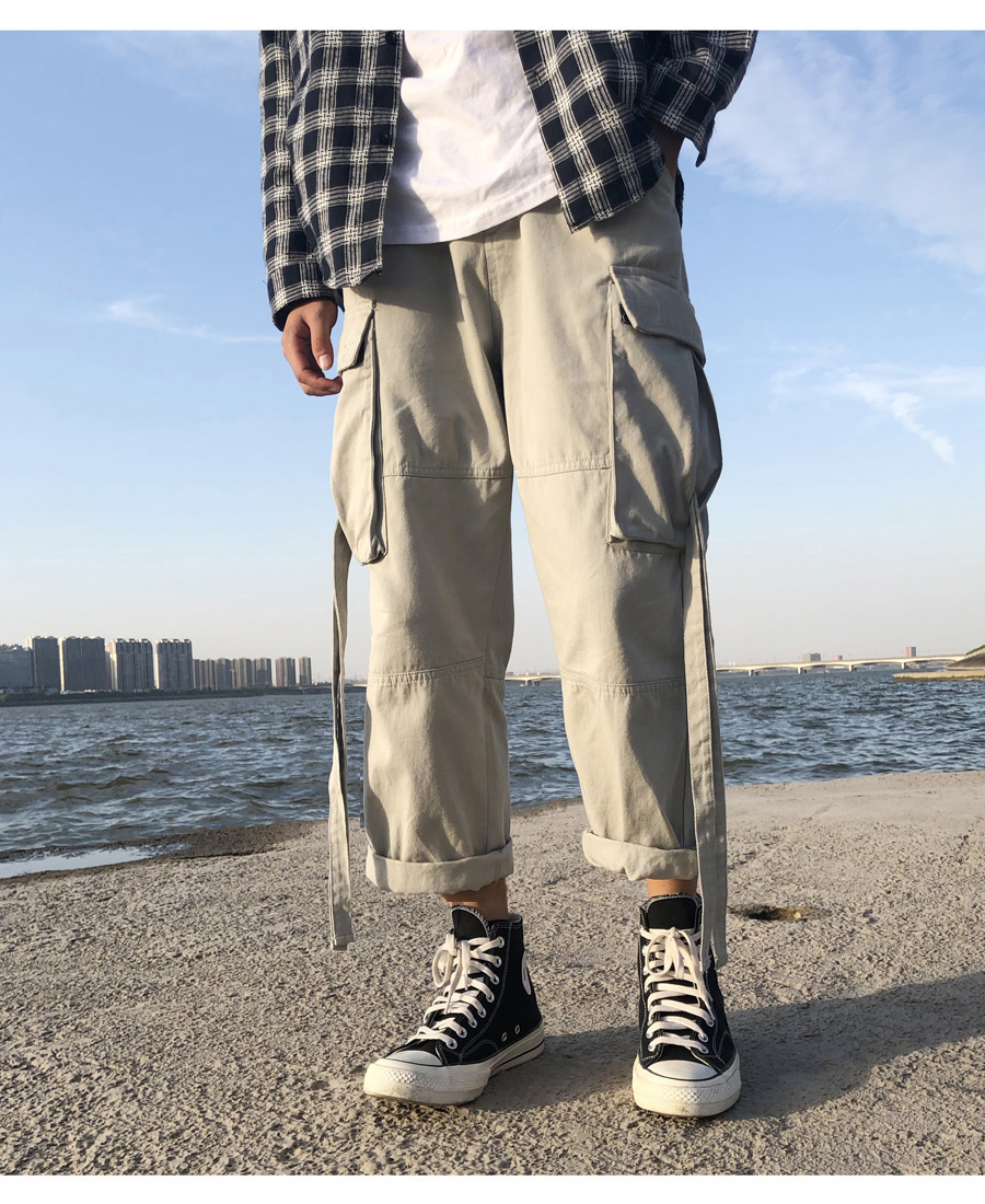 Thương hiệu Tide Nhật Bản cộng với streamer nhung mùa đông chín điểm overalls nam thẳng quần lỏng hip hop quần nam và nữ quần harem thủy triều quần lót nam