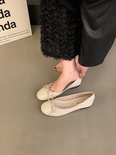 Evening Breeze Gentle Bow Red Single Shoes for Women 2025 Spring New French Style Soft Sole Loafers Flat Granny Shoes