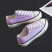 Purple canvas shoes female Han Edition and breathable thin 2022 summer new casual small whiteboard shoes