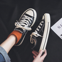 Black canvas shoes female Han Edition 2022 new summer shoes with low - gang retro leisure plate shoes