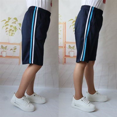 Summer Thin Five-Quarter Pants for Students, Blue and White Striped School Uniform Pants for Men and Women, White and Blue Striped Sports Shorts for Primary and Secondary School Students