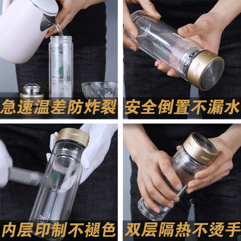 Advertising Cup Customized Double Glass Printing Logo Print Cup Open Gift Cup Cup Cup Cup Custom Gifts