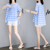 Pregnant summer t-shirt short-sleeved two-piece summer dress fashion style tide mom new top suit summer tide