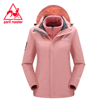 French Rooster suit female Tide brand South Korea outdoor autumn and winter three-in-one two-piece ski suit thickened mountaineering suit