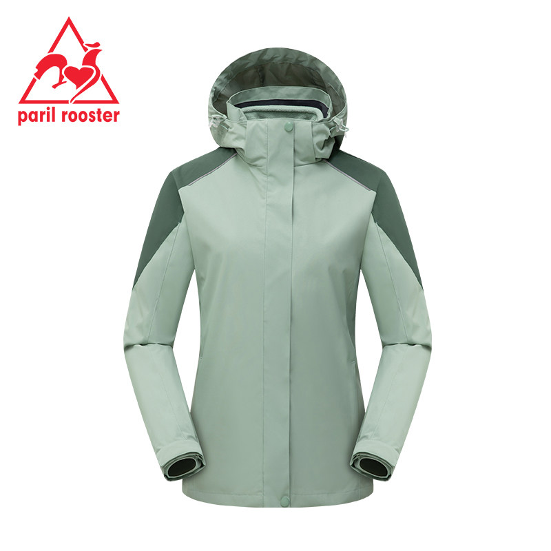 French rooster jacket women's three-in-one detachable windproof waterproof mountaineering jacket plus velvet thick couple jacket tide