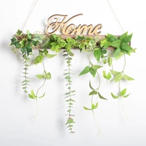 Nordic ins artificial green plant multi-meat creative wall decoration wall decoration wood pendant mesh red background wall hanging ornament