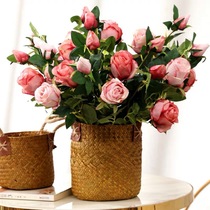 Bulgarian Rose Fake Flower Simulation Flower Living Room Furnishing Silk Flowers Plastic Flowers Single Flower Bouquet Table Pendulum decoration