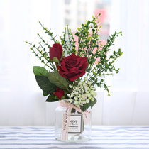 Small Freshens Nordic Rose Fake Flowers Emulated Floral Living Room Pendulum with a floral table floral bouquet decoration Furnishing suit