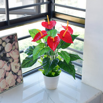 Red palm fake flower simulation flower living room decoration furnishing table Opening Joe relocation Gift Flowers Candle bouquet of flowers