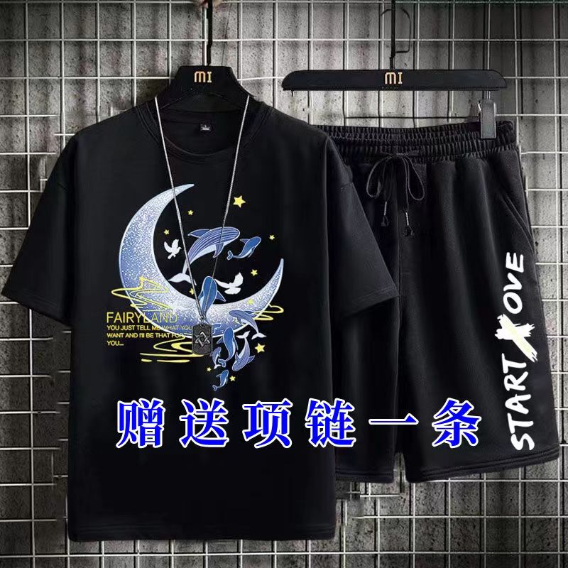 Fat Boy Summer Suit Plus Size Oversized Summer Outfit for Big and Tall Men T-Shirt Short Sleeve Shorts Set Loose Two-Piece