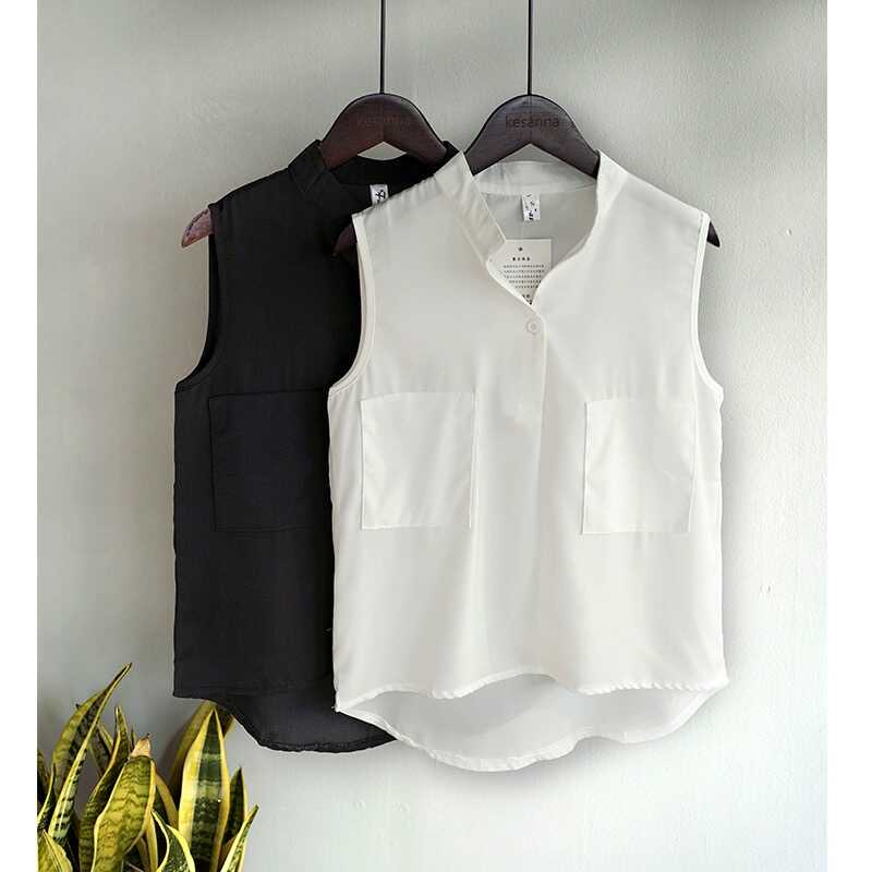Vest Sleeveless Shirt for Women, New Summer Style, Versatile Top, Stylish Shirt, Korean Style T-Shirt, Loose Chiffon Shirt for Outer Wear