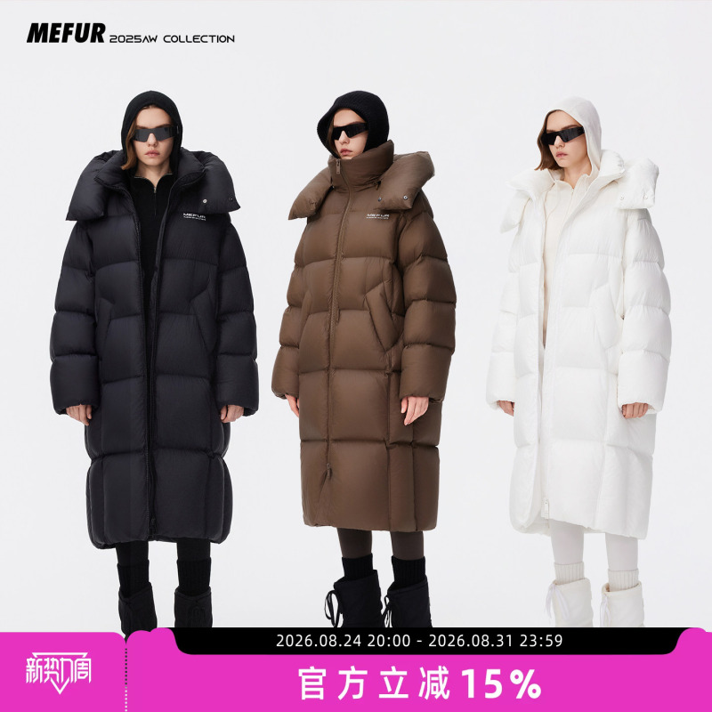 Mefur [Cloud Zero Pressure] Goose down Jacket Winter Warm Thick Long Fashionable Winter Coat Black down Jacket for Women