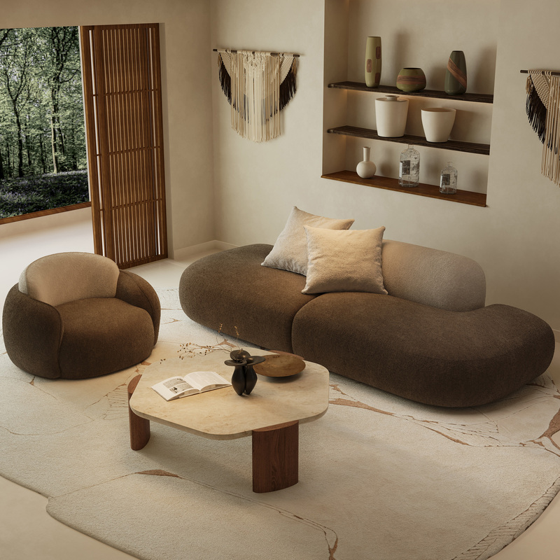 Medieval-Style Straight-Line Sofa Seating Area for Reception in Guesthouses, Hotels, Beauty Salons, Clothing Stores, and Office Reception Areas