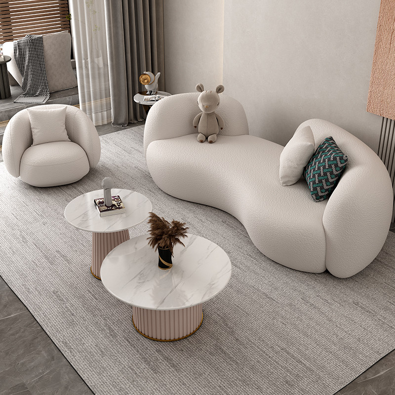 Curved fabric sofa living room small apartment beauty salon creative net red style sofa ins style alien simple modern