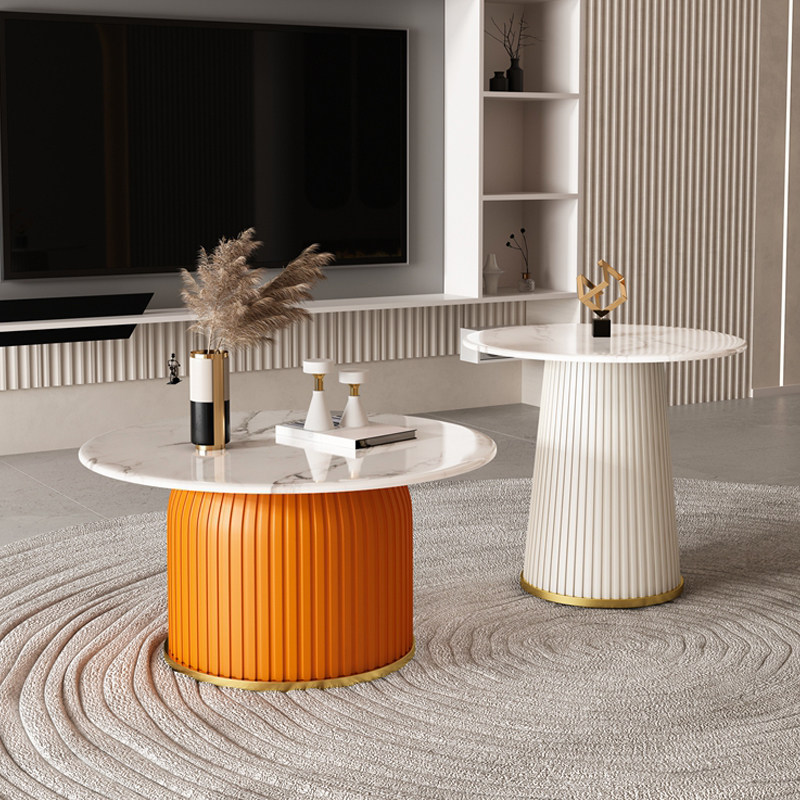 Light lavish rockboard tea table Composition small family type tennis red living room minimalist home designer's round tea table ins wind