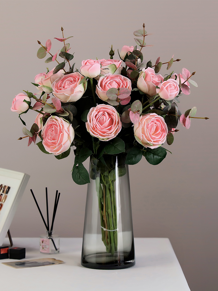 High-end touch moisturizing simulation rose bouquet Nordic living room desktop fake flower set silk flower decoration flower arrangement