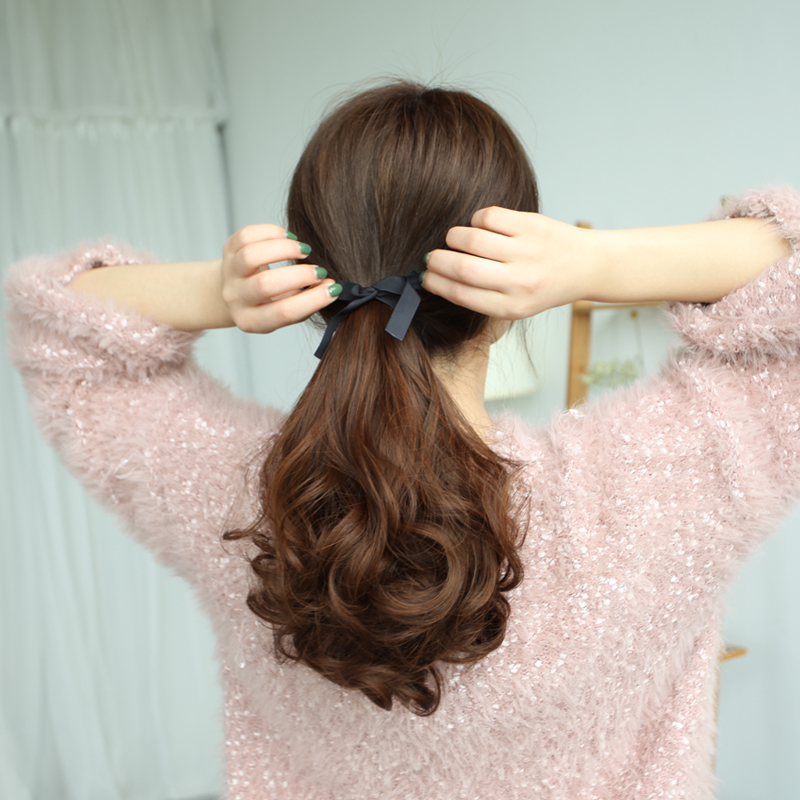 Potail wig female bundled short hair natural short - term curly hair medium - long ponytail 2023 new model