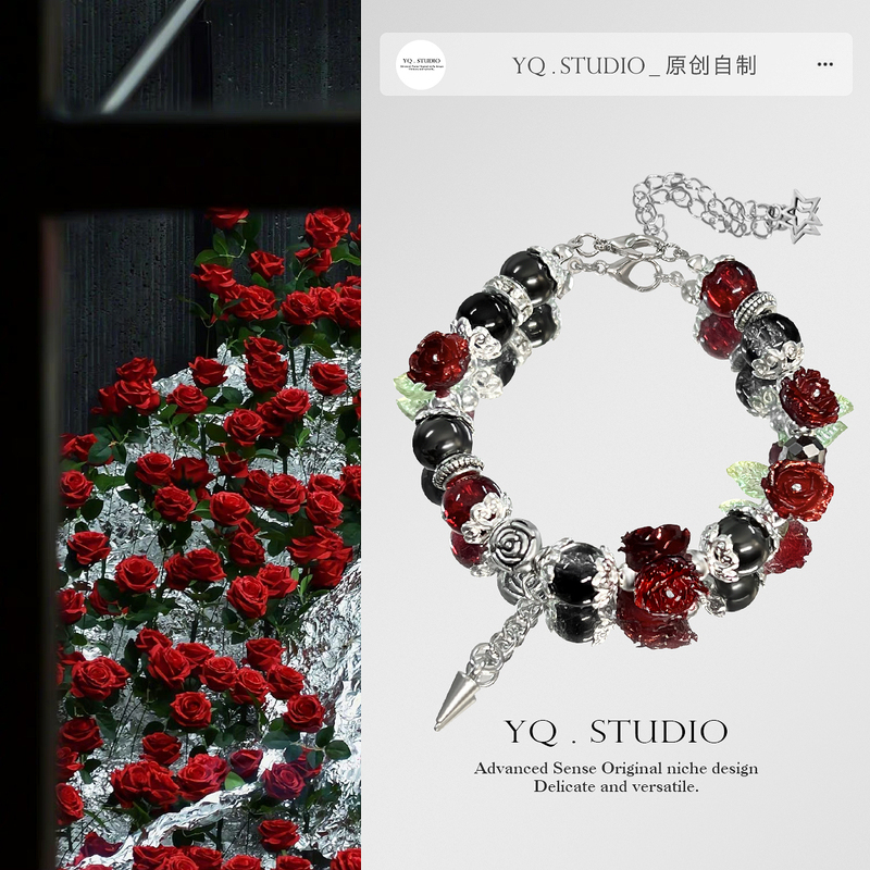 Yq.Studio | 【Flaming Rose】Vintage Gothic Accessories Bracelet Lolita Jewelry Rose Red
