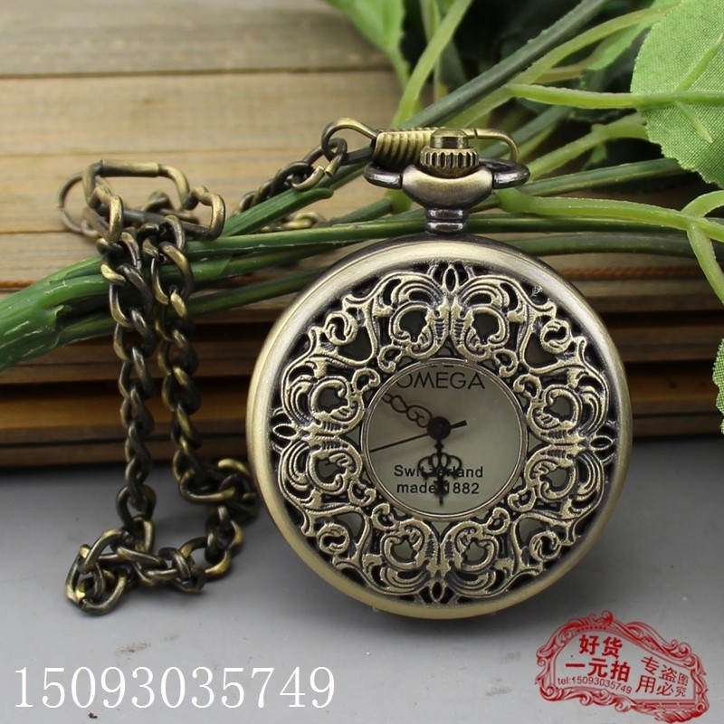 Antique Miscellaneous Collection Exquisite Gift Pure Copper Mechanical Watch Omega Pocket Form Open Retro Pocket Watch New Product