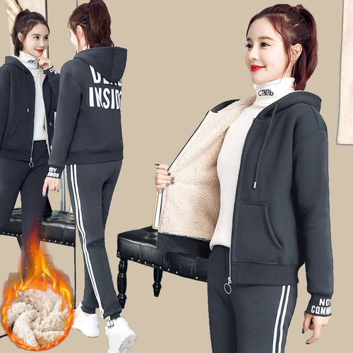 Утепленный демисезонный спортивный костюм для отдыха, бархатный комплект, коллекция 2021, в стиле Шанель, в западном стиле