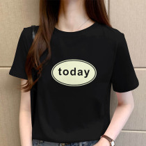 Short sleeve T-shirt women loose Joker students cute comfortable breathable white simple printing cotton Hong Kong style T-shirt tide