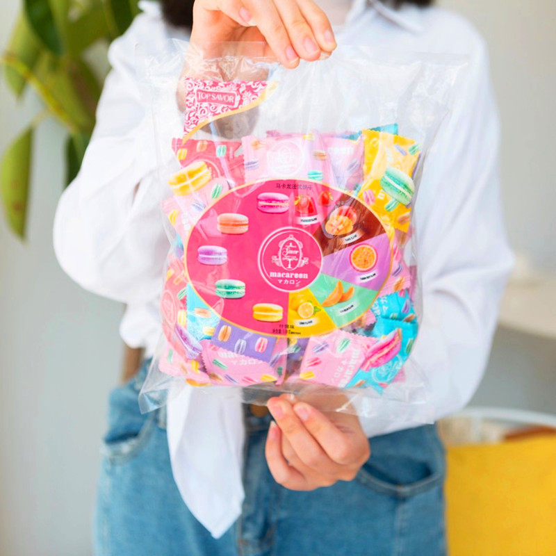 Golden French Macaron Sandwich Biscuits 338g Bags Assorted Mango Flavor Net Red Snacks Mini Cantaloupe Flavor