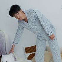 2021 Chunqiu Season pure cotton cloth lovers pyjamas sleeping mens sleepwear long sleeve suit casual all-cotton new home clothes