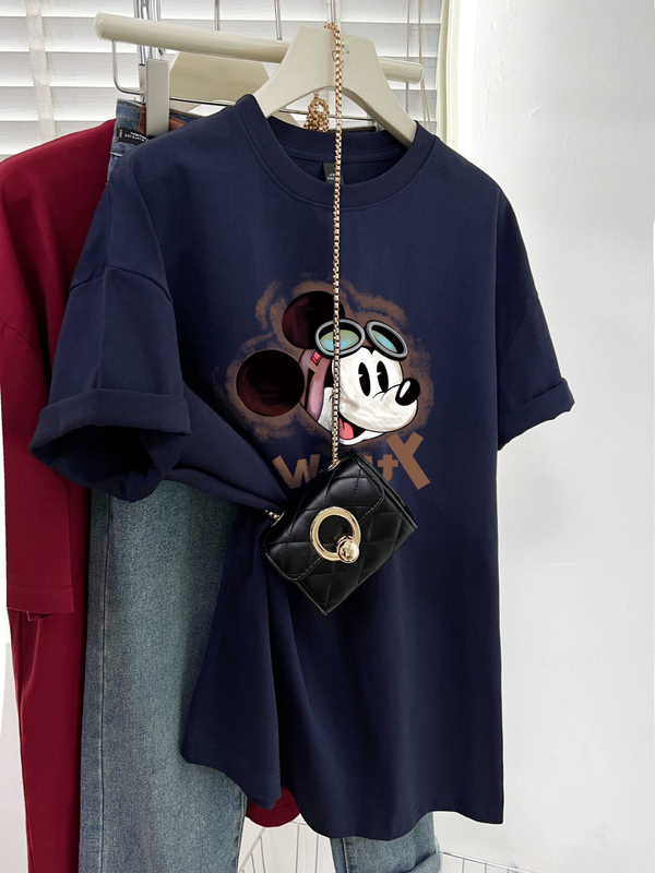 The New Popular Summer Korean Women's Clothing, Navy Blue Bottoms, Short-Sleeved T-Shirt, Pure Cotton Top, Has Been Withdrawn from the Store The New Popular Summer Korean Women's Clothing, Navy Blue Bottoms, Short-Sleeved T-Shirt, Pure Cotton Top, Has Been Withdrawn from the Store