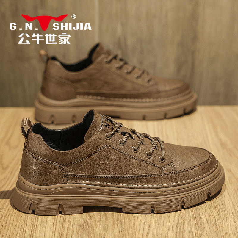 Мужская обувь Bull family; осенняя обувь с низким вырезом; повседневная кожаная обувь в британском деловом стиле; мужские кожаные ботинки Martin; обувь для инструментов