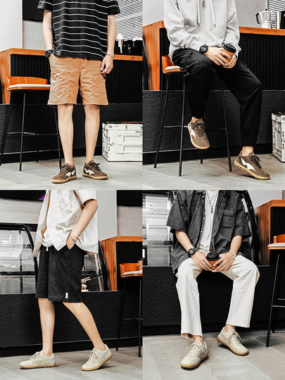 公牛世家网面鞋子男鞋夏季透气防臭轻便网鞋男士复古运动德训板鞋