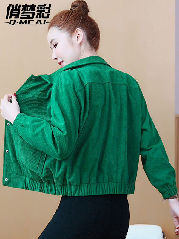 Short Corduroy Baseball Jacket for Women, New Spring and Autumn Style, Casual Jacket, Age-Reducing, Stylish Mom Top
