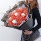 Красные супер большие букеты (Phnom Penh Diablo+Blossom Flower+трава любовника)+светодиодный свет