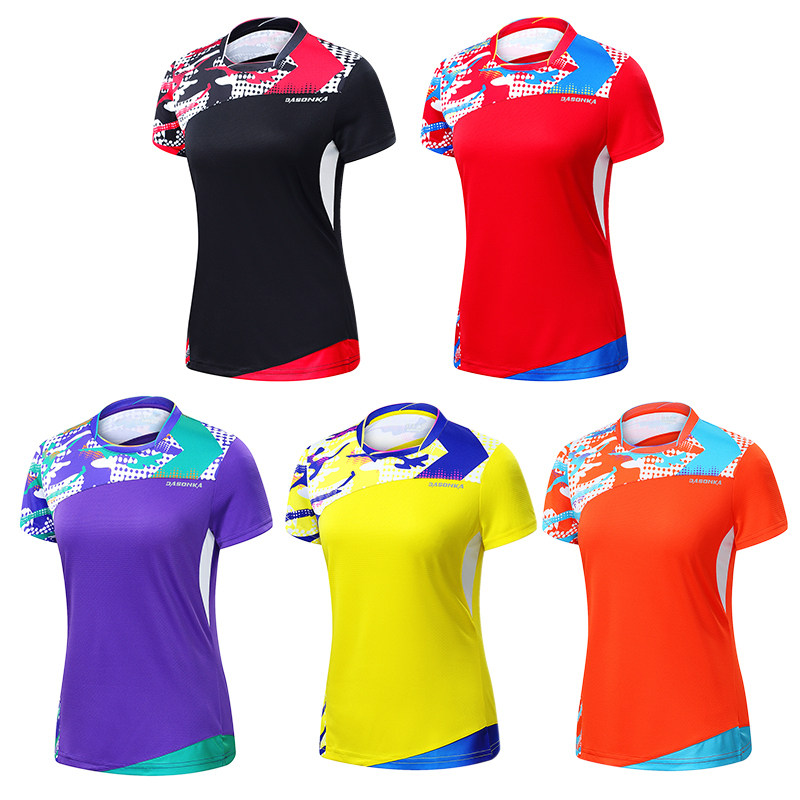 Single and double badminton clothes Short-sleeved men's and women's tops T-shirts Sportswear team uniforms Quick-drying tennis clothes Table tennis clothes