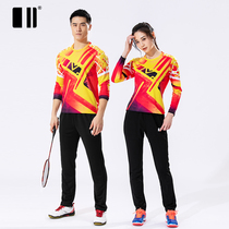 Autumn Winter Style Single Double Number Badminton Suit Long Sleeve Suit Womens Speed Dry Tennis Sportswear Mens Table Tennis Suit