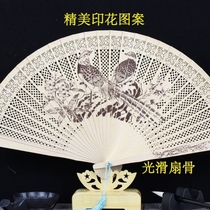 Full bone fan decoration mens iron fan bamboo carving folding Chinese style craft mens and womens folding fan exquisite classical hand