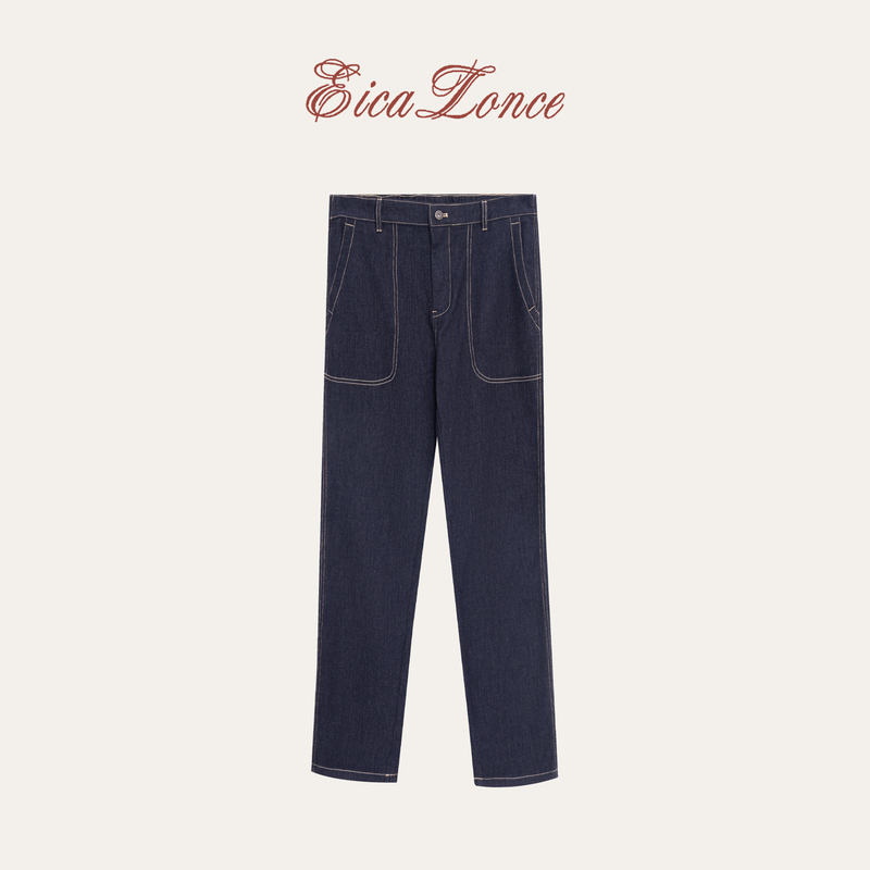 Yikalunsa 26·Fw Wool-Cotton Blend Minimalist Washed Slightly Stretchy Straight-Leg Casual Dark Jeans Km1244 Yikalunsa 26·Fw Wool-Cotton Blend Minimalist Washed Slightly Stretchy Straight-Leg Casual Dark Jeans Km1244