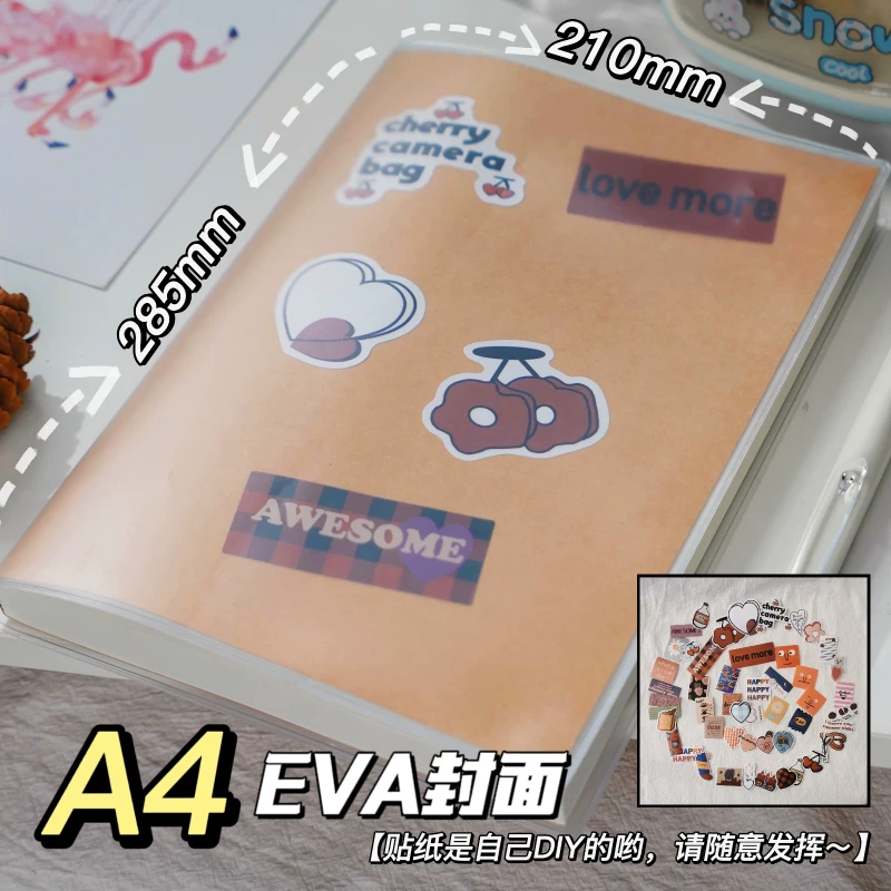 A4 blank book cowhide paper notebook Book bookless wireless student use thickened B5 white pages white paper big book, a5 hand picture drawing, writing draft, draft, stall thinking map, pure white plain color