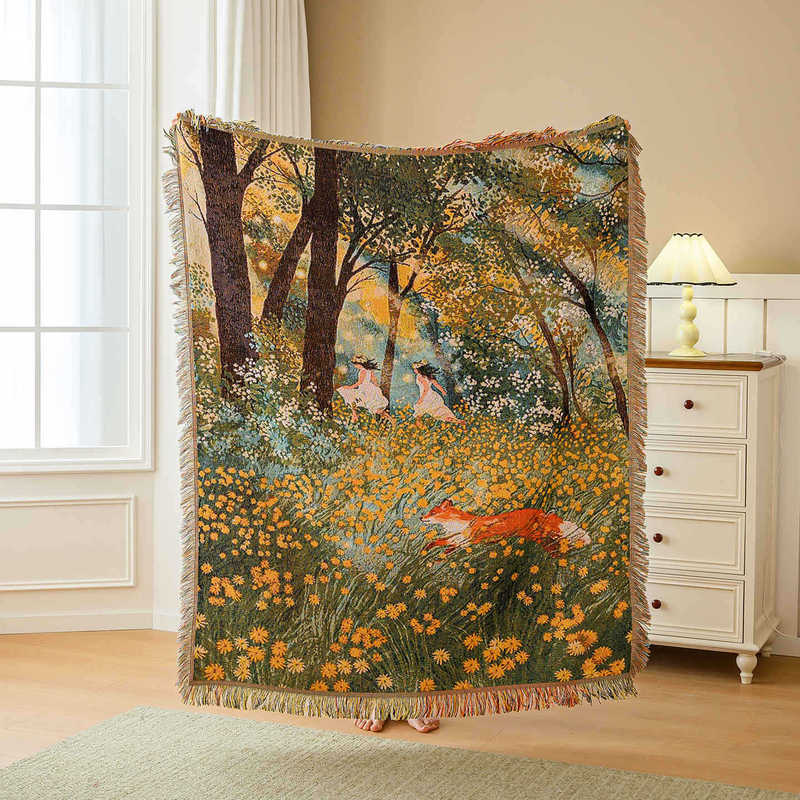 Export Trade ins Wind Self-Healing Animal Sofa Cover Cloth Camping Blanket Picnic Mat Multifunctional Four Seasons Blanket