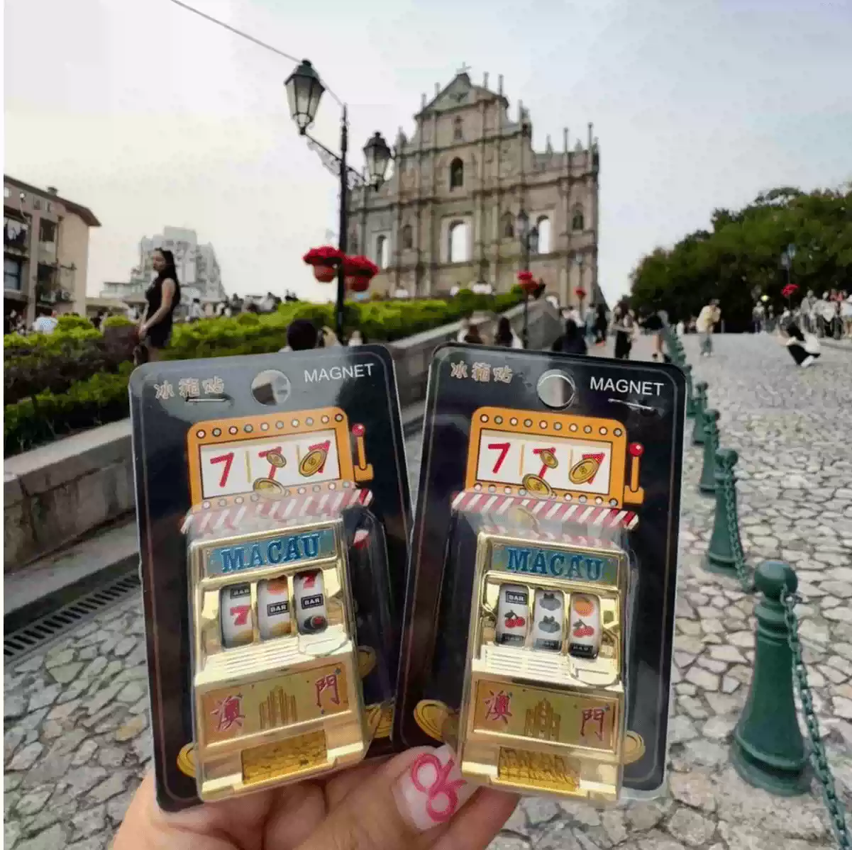 澳门老虎机冰箱贴可转动硬币冰箱贴特色文创礼品网红解压