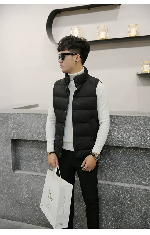 Mùa đông mới của Hàn Quốc phiên bản của tự trồng đứng cổ áo nam cotton vest thời trang ngắn cotton vest áo khoác thanh niên vest vai vest