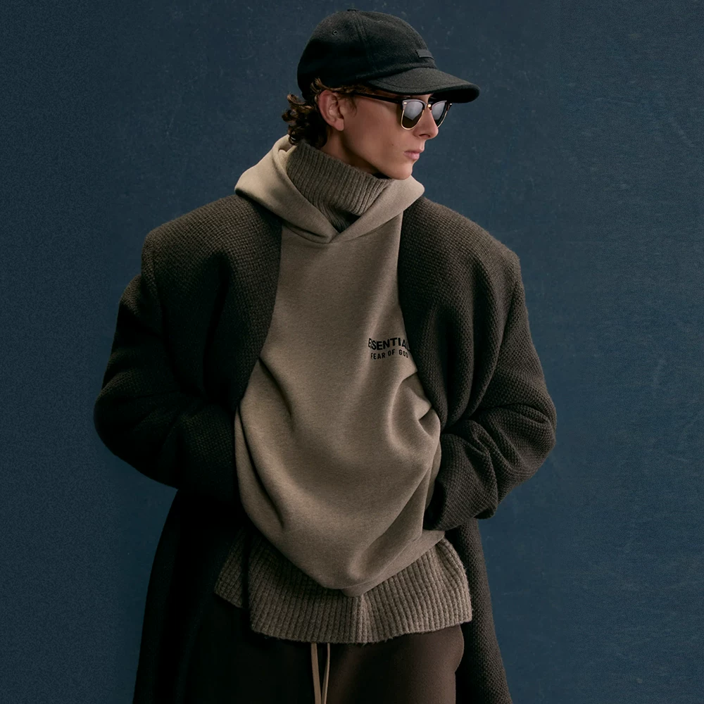 Я не стильный FOG ESSENTIALS Season 9 Double-line High Street Loose Holiday Series Glue Sweatshirts and Hoodies