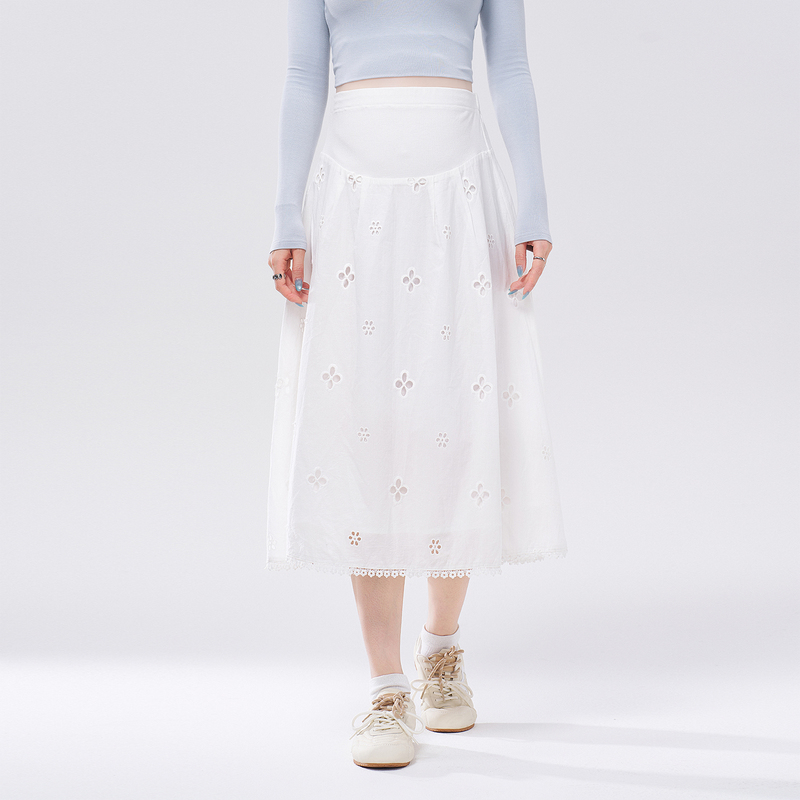 Ellieluke Maternity Skirt 2026 New Style, Does Not Tighten the Belly, Suitable for Petite Women, White Belly-Supporting Skirt, Autumn Wear