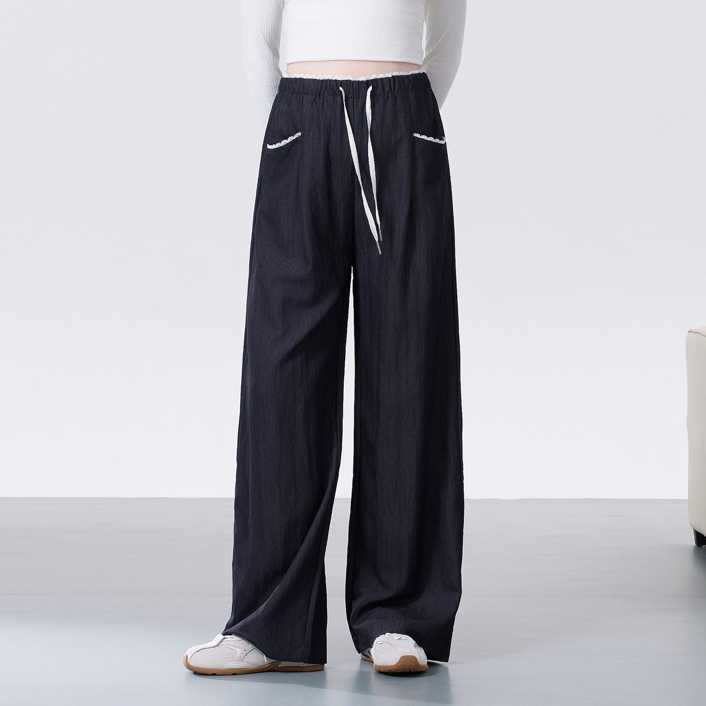 Ellieluke Maternity Pants Summer White Wide-Leg Straight Pants That Don'T Tighten the Belly Early Pregnancy Pants for Outdoor Wear in Autumn — 1
