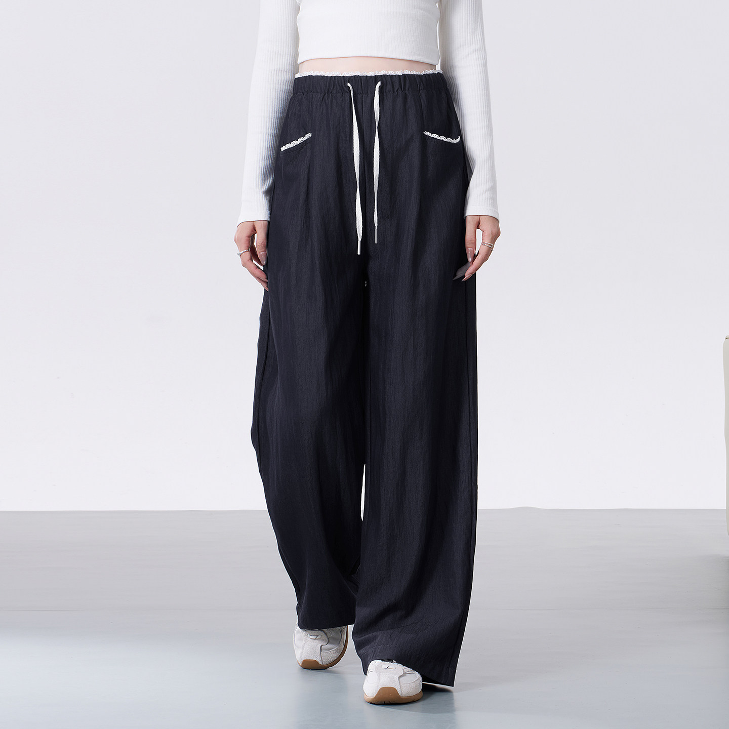 Ellieluke Maternity Pants Summer White Wide-Leg Straight Pants That Don'T Tighten the Belly Early Pregnancy Pants for Outdoor Wear in Autumn — 2